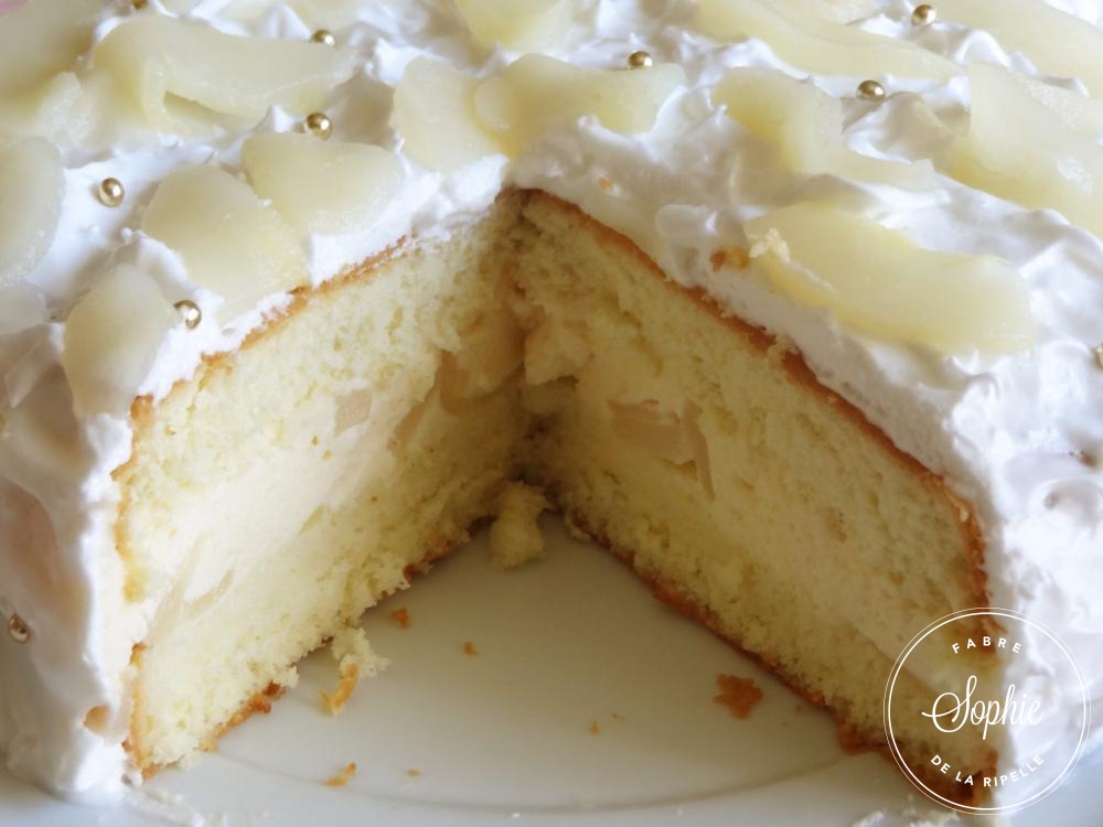 gateau poires et mousse vanille