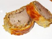 Filet mignon de porc de plein air en croûte aux noix et échalotes