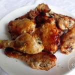Poulet mariné aux miel, ail et poivre