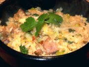 Riz sauté au porc de plein air