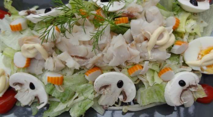 Salade de poisson et surimi sauce aneth et miel 14