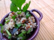 Salade quinoa aubergine coriandre