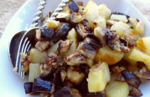 Pommes de terre, aubergines au four
