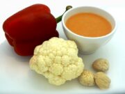 Soupe chou-fleur, poivron, châtaignes