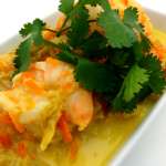 Curry de crevettes au chou vert