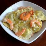 Raviolis sauce oignon et crevettes