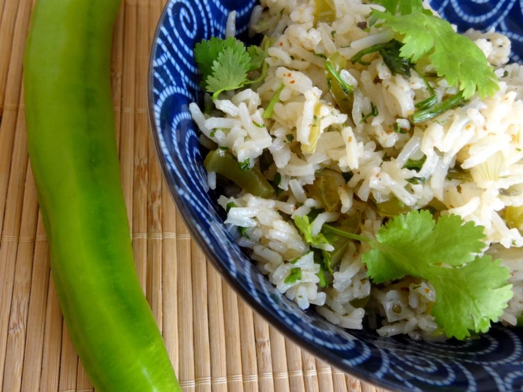 recettes caimanaises riz aux deux piments - two chili green rice