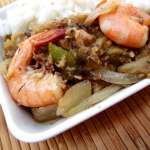 Aubergines au poisson et crevettes