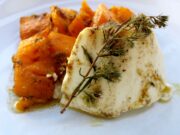 Ricotta et potimarron rôtis au four sauce miel, ail et thym