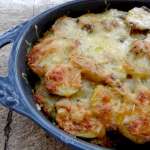 Gratin de patate douce et pommes de terre aux champignons des bois