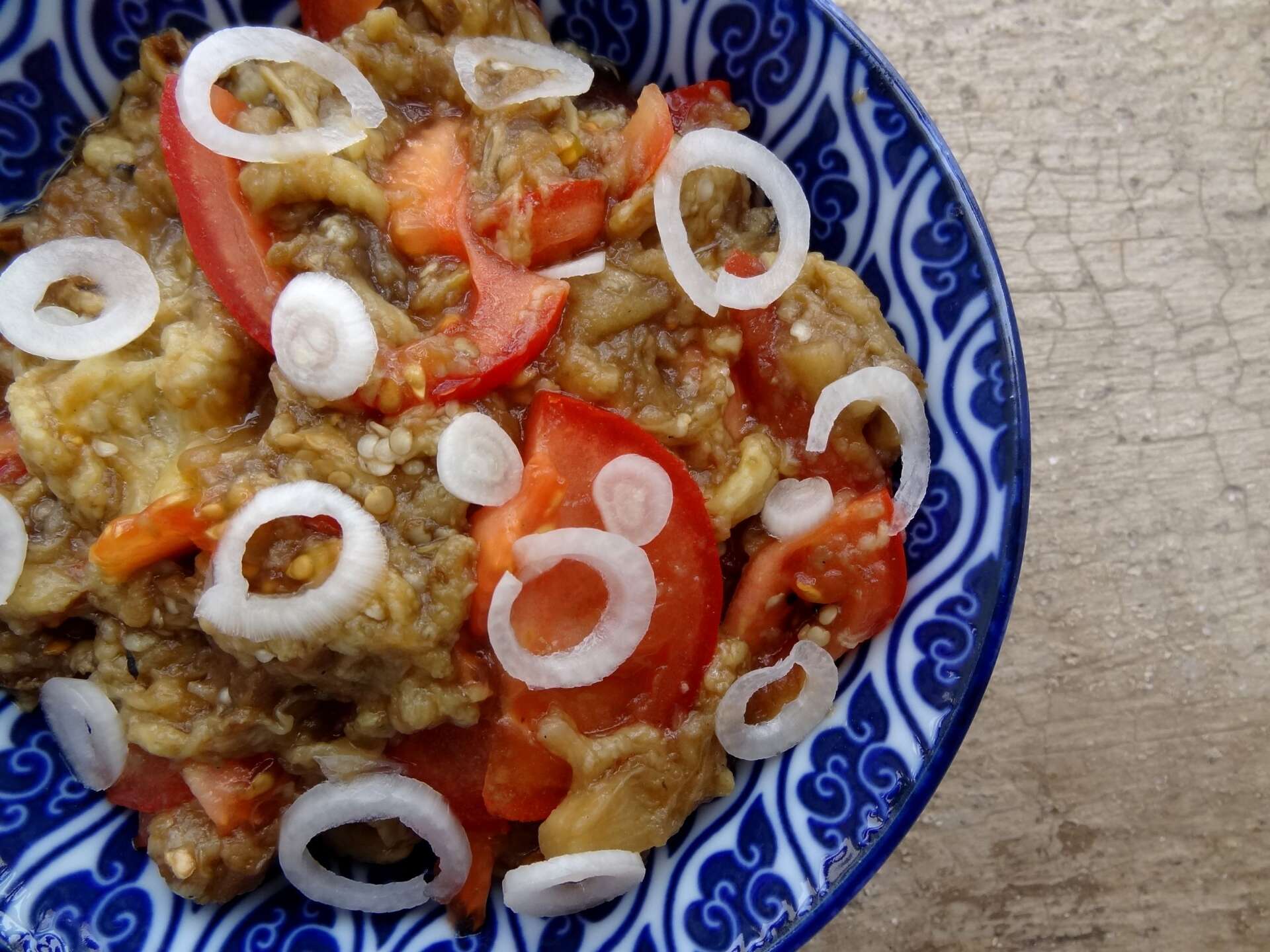 recettes philippines ensaladang talong salade d'aubergines et tomates