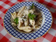 Pâtes crémeuses aux haricots verts et cacahuètes