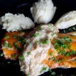 Haddock à la crème d&rsquo;oignons et purée à la vanille 0
