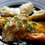 Haddock à la crème d&rsquo;oignons et purée à la vanille