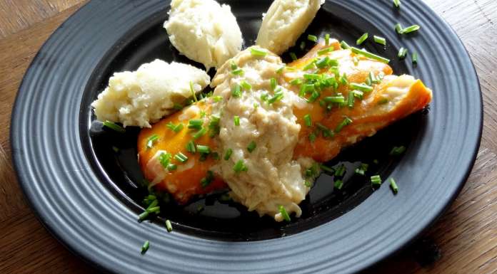 haddock crème à l'oignon et purée à la vanille