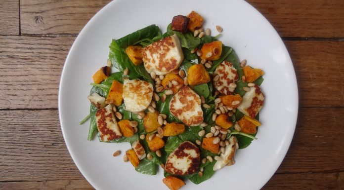 Salade potimarron épinards et halloumi
