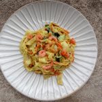 Tagliatelles de crêpes aux crevettes et légumes 0