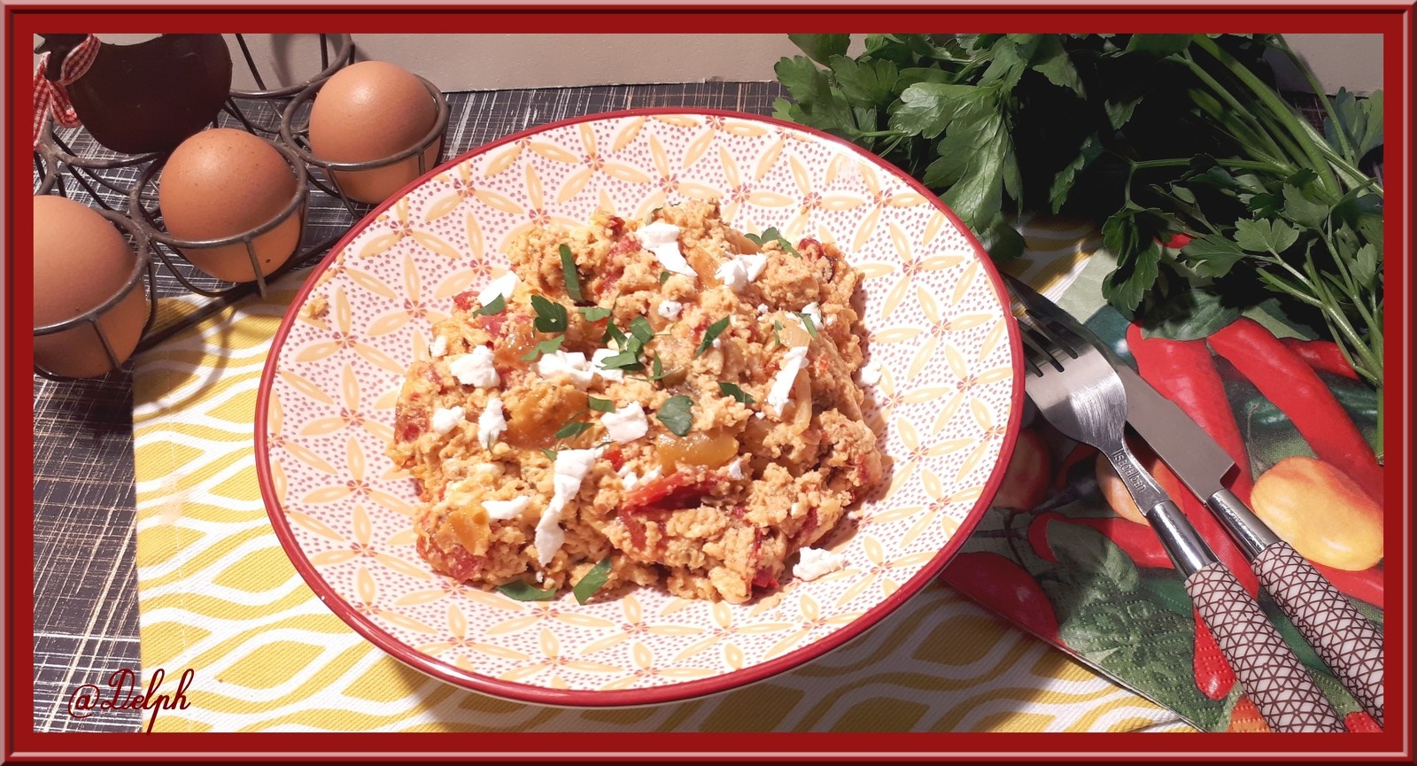 recettes bulgares mich mach -oeufs brouillés à la tomate et poivron