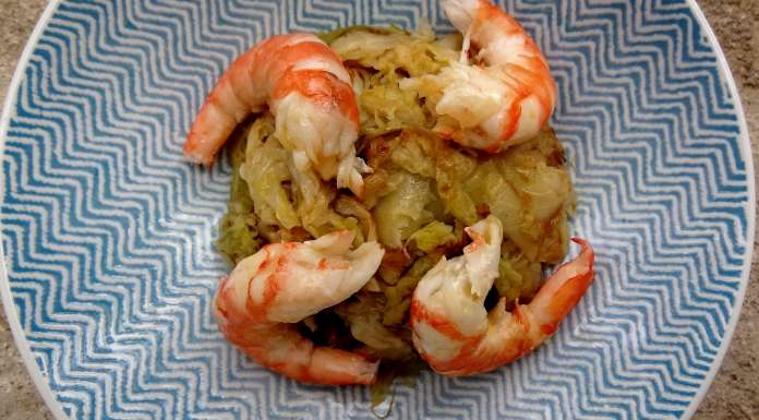 Gambas au chou et cumin