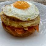 Burger de truite fumée comté et oeuf