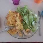 Omelette au chou fleur 1 oeuf dur salade