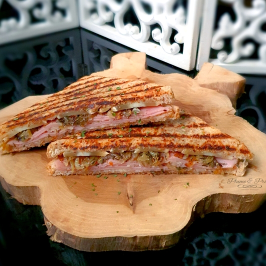 recettes françaises croque-chèvre au jambon et oignons