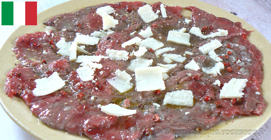 recettes italiennes carpaccio de boeuf au parmesan de Venise