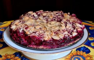 Amandier au coulis de framboise
